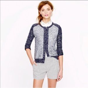 J.Crew Zip Boucle Jacket Indigo Colorblock/Blue